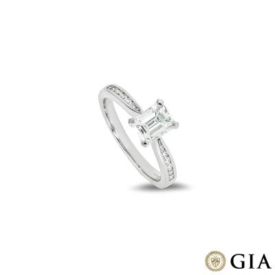 White Gold Emerald Cut Diamond Ring 0.95ct D/VS1