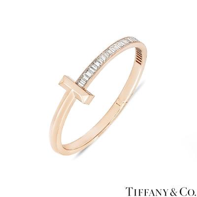 Tiffany & Co. Rose Gold Tiffany T1 Wide Baguette Diamond Hinged Bracelet 67790154