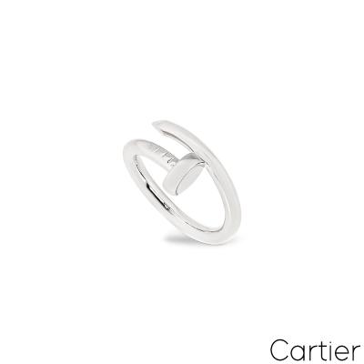 Cartier White Gold Plain Juste un Clou Ring Size 57 B4099200