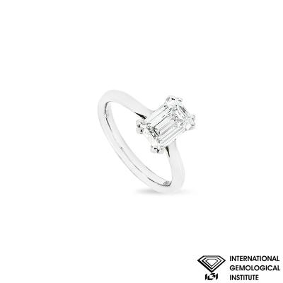 Platinum Emerald Cut Lab Grown Diamond Ring 1.79ct F/VS2