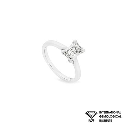 White Gold Emerald Cut Lab Grown Diamond Ring 1.32ct F/VS1