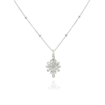 White Gold Diamond Floral Pendant 0.98ct TDW