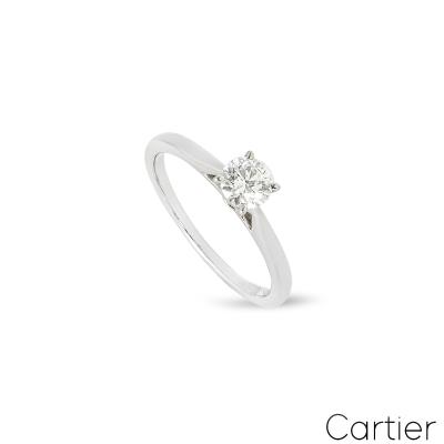 Cartier Platinum Round Brilliant Cut Diamond Solitaire 1895 Ring 0.36ct I/VVS2