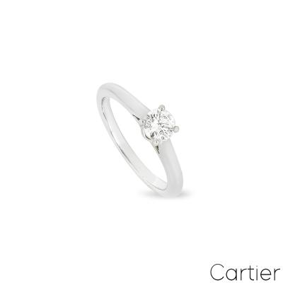 Cartier Platinum Round Brilliant Cut Diamond Solitaire 1895 Ring 0.30ct H/VS2