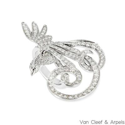 Van Cleef & Arpels White Gold Diamond Oiseaux de Paradis Between The Finger Ring VCARN5P400