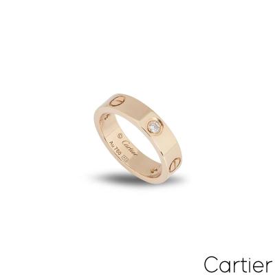 Cartier Rose Gold Half Diamond Love Ring Size 54 B4087500