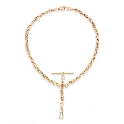 Antique 9ct Rose Gold Rope Twist Pocket Watch Albert Chain C1920