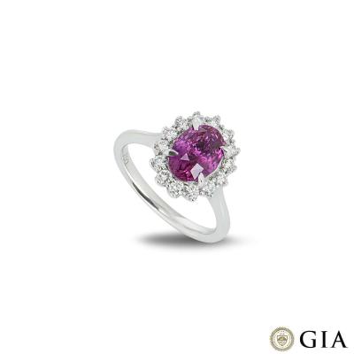 White Gold Pink Sapphire and Diamond Ring 