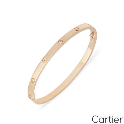 Cartier Rose Gold 6 Diamond SM Love Bracelet Size 18 B6047618