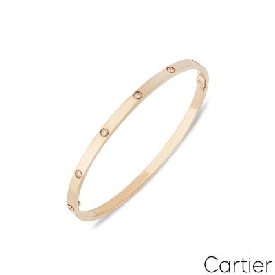 Cartier Rose Gold Full Diamond Love Bracelet SM Size 17 B6047917