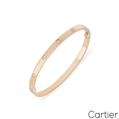 Cartier Rose Gold 6 Diamond SM Love Bracelet Size 17 B6047617