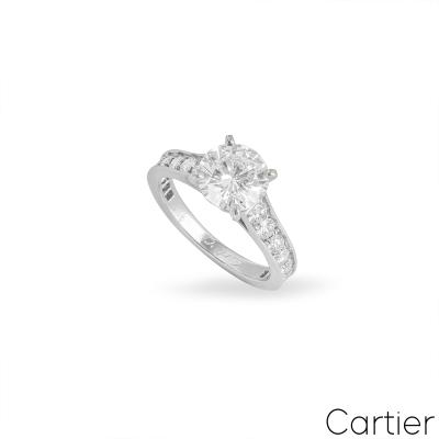 Cartier Platinum Round Brilliant Cut Diamond 1895 Ring 1.70ct G/VVS1 
