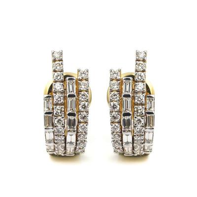 18YG Diamond Half Hoop Earrings