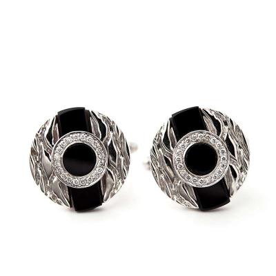 White Gold Black Onyx & Diamond Cufflinks