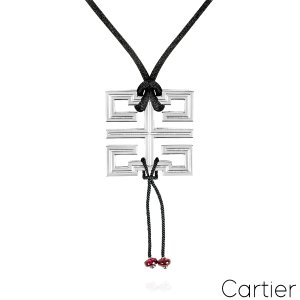 Cartier White Gold Ruby & Silk Le Baiser du Dragon Pendant Necklace