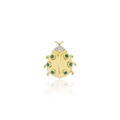 Yellow Gold Diamond & Emerald Ladybird Brooch