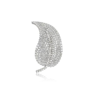 White Gold Diamond Set Leaf Brooch
