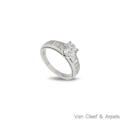 Van Cleef & Arpels Round Brilliant Cut Diamond Ring in Platinum 1.03ct