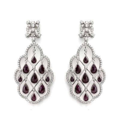 <p>18k White Gold Diamond and Ruby Earrings</p>
