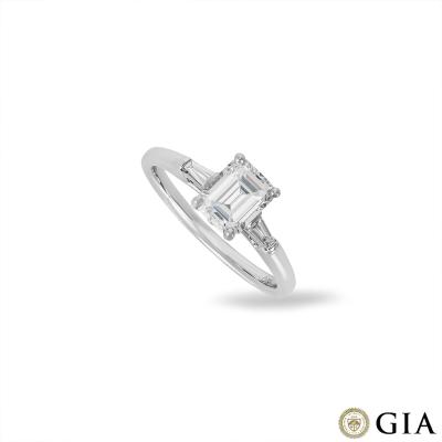 White Gold Emerald Cut Diamond Ring 1.01ct E/SI1 