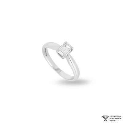 White Gold Emerald Cut Diamond Ring 0.73ct G/VS2
