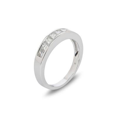 White Gold Princess Cut Diamond Half Eternity Ring 0.74ct
