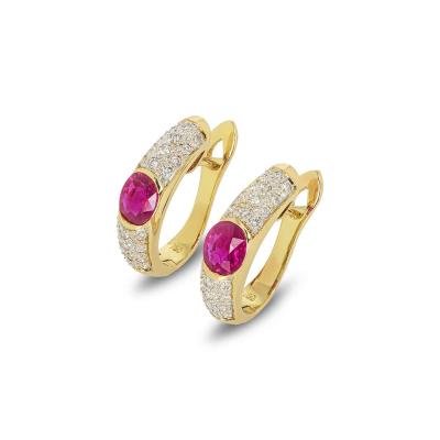 Yellow Gold Ruby and Diamond Earrings