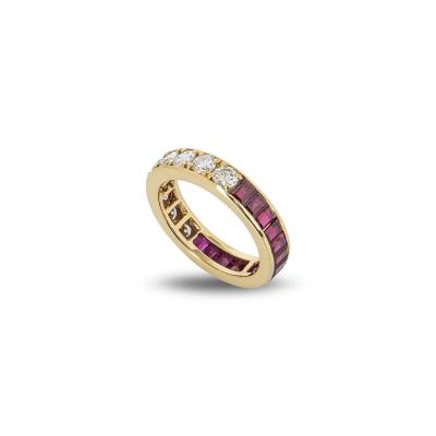 Yellow Gold Diamond & Ruby Full Eternity Band