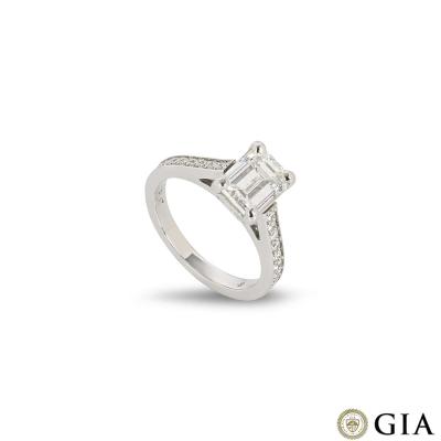 Platinum Emerald Cut Diamond Ring 1.51ct F/VVS2