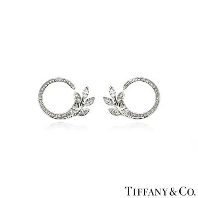 Tiffany & Co Platinum Victoria Diamond Vine Circle Earrings