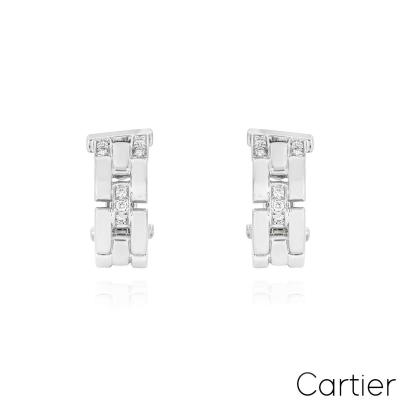 Cartier White Gold Diamond Maillon Panthere Earrings 0.20ct TDW