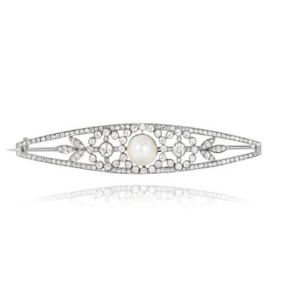 Platinum Pearl & Diamond Brooch
