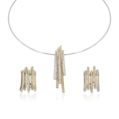 Two Colour Gold Diamond Necklace and Earring Suite