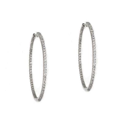 18k White Gold Diamond Hoop Earrings 2.60ct F/VS1