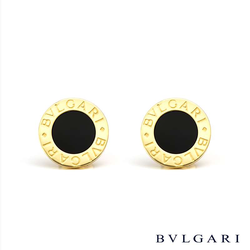 18YG Bvlgari Black Onyx Earrings | Rich 