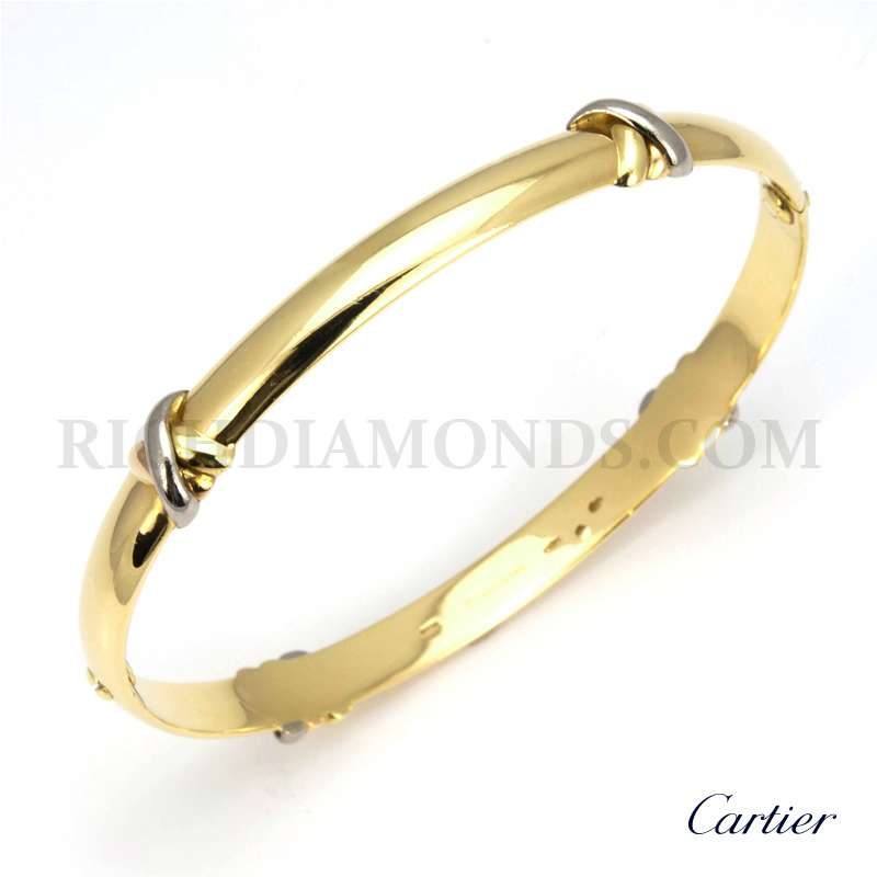 18YG Cartier X Bangle | Rich Diamonds