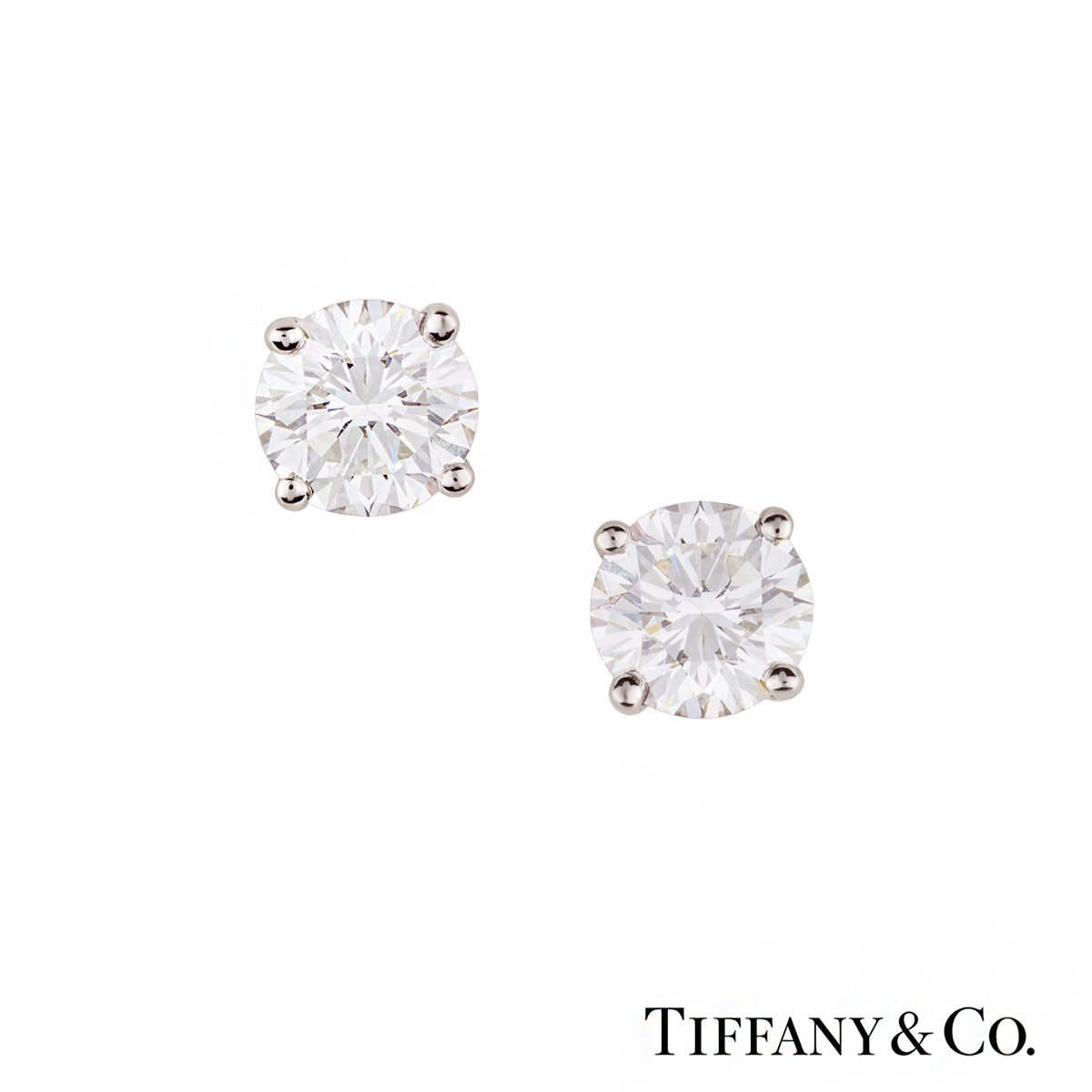 Tiffany Co Round Brilliant Cut Diamond Ear Studs 1 18ct Tdw