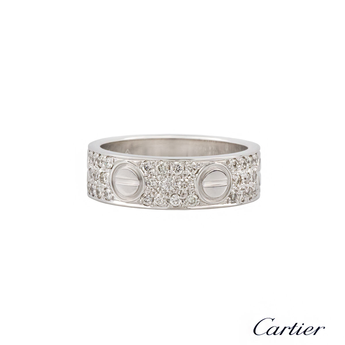 Cartier 18k White Gold Diamond Set Love Wedding Band