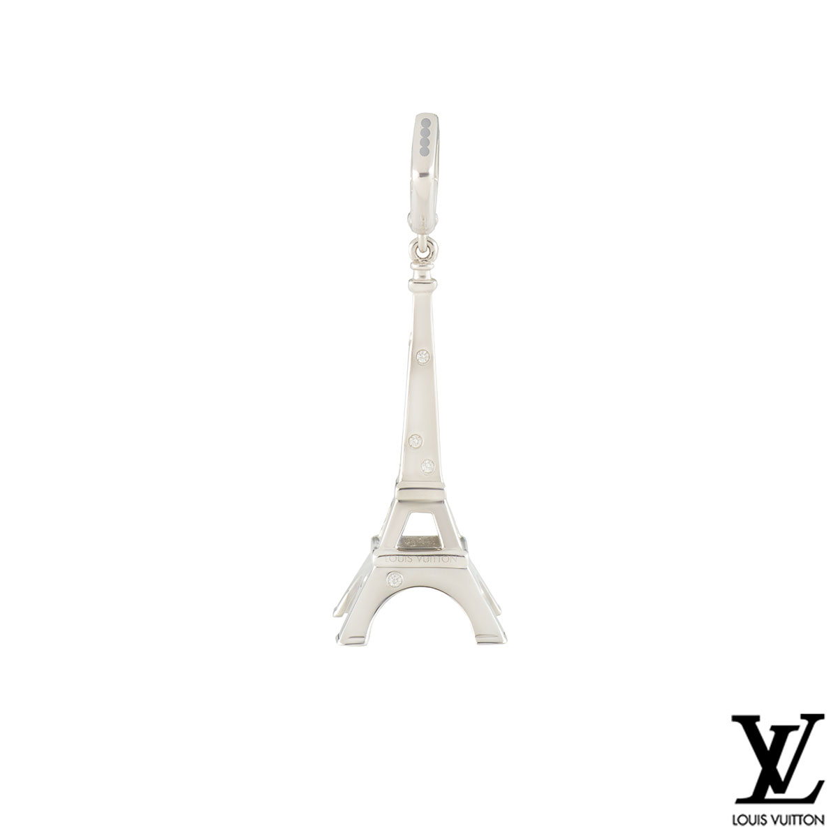 Louis Vuitton White Gold Diamond Eiffel Tower Charm | Rich Diamonds