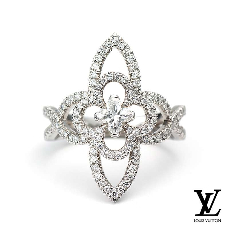 LOUIS VUITTON LES ARDENTES FLOWER RING 50 WHITE GOLD 18K AND