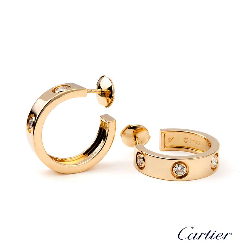 18YG Cartier Diamond Love Earrings | Rich Diamonds