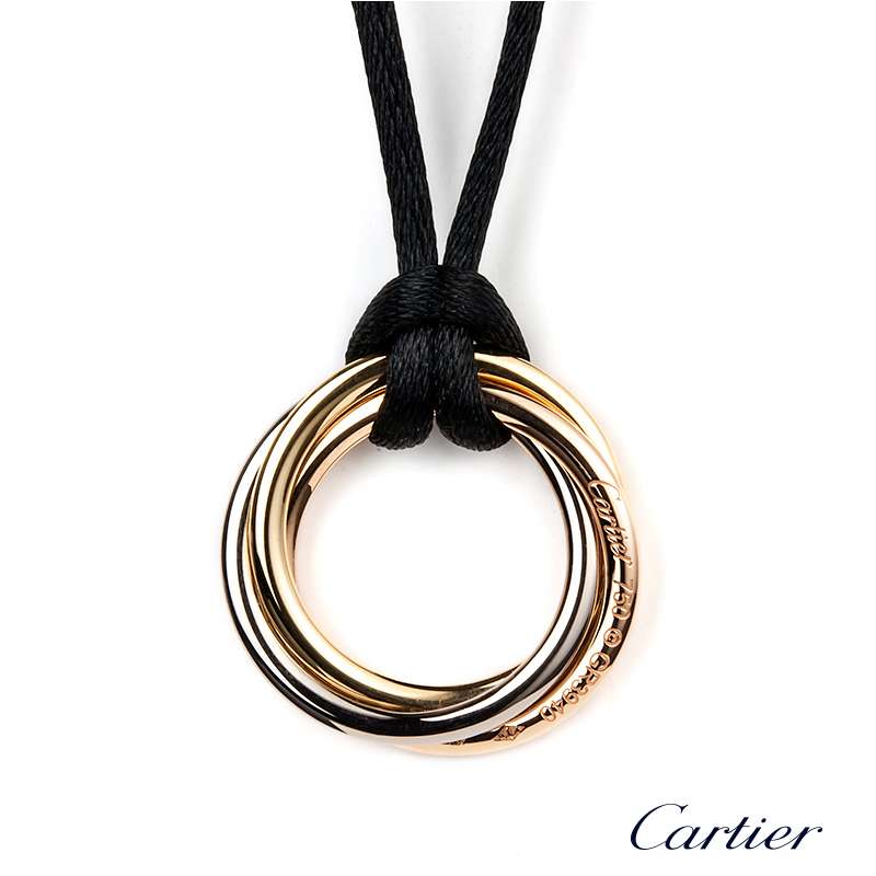 18K Cartier Trinity Necklace on Cord 