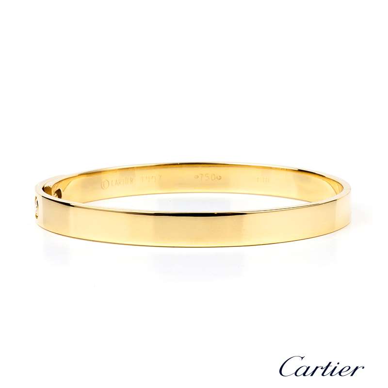 18YG Cartier Hinged Love Bracelet One Diamond size 18 | Rich Diamonds