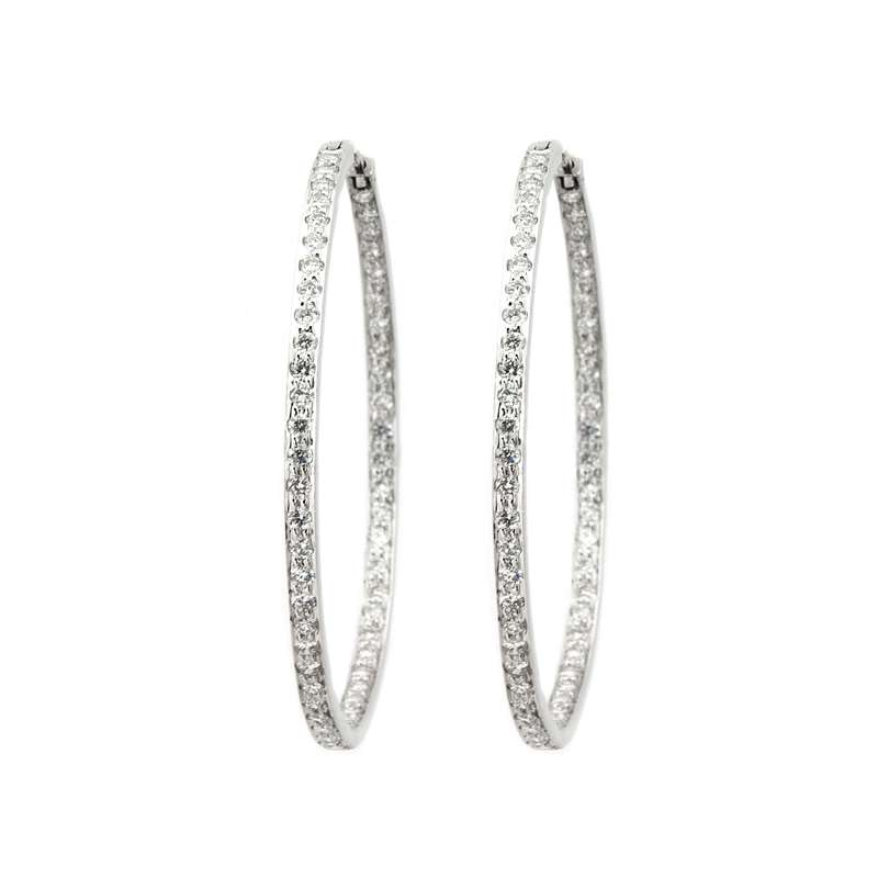 18ct White Gold Diamond Hoop Earrings | Rich Diamonds