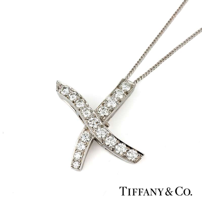 Tiffany and Co. Signature X Pendant Necklace 18K White Gold with Diamonds  at 1stDibs | tiffany x necklace with diamonds, tiffany and co x necklace, x  necklace tiffany