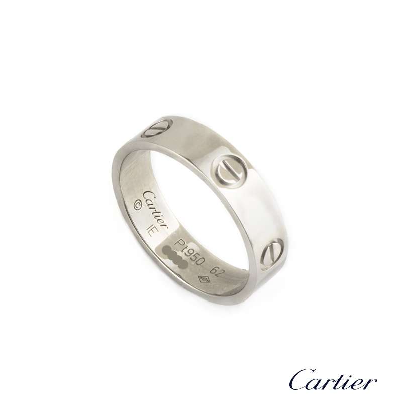 Cartier Love Ring In Platinum Size 62 B&P B4084962 | Rich Diamonds