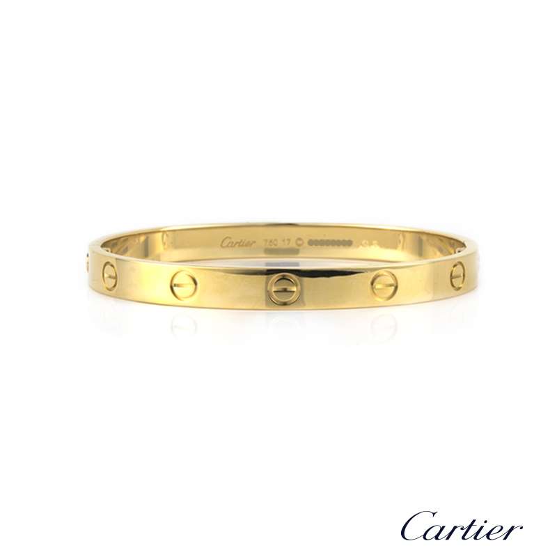 Cartier 18k Yellow Gold Love Bangle Size 17 B6035517 | Rich Diamonds