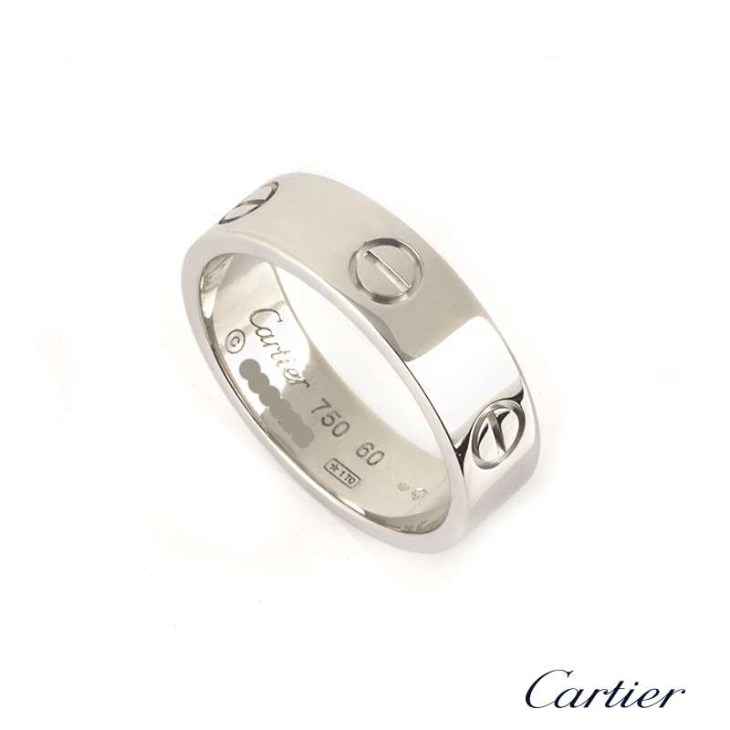 Cartier 18k White Gold Love Ring Size 