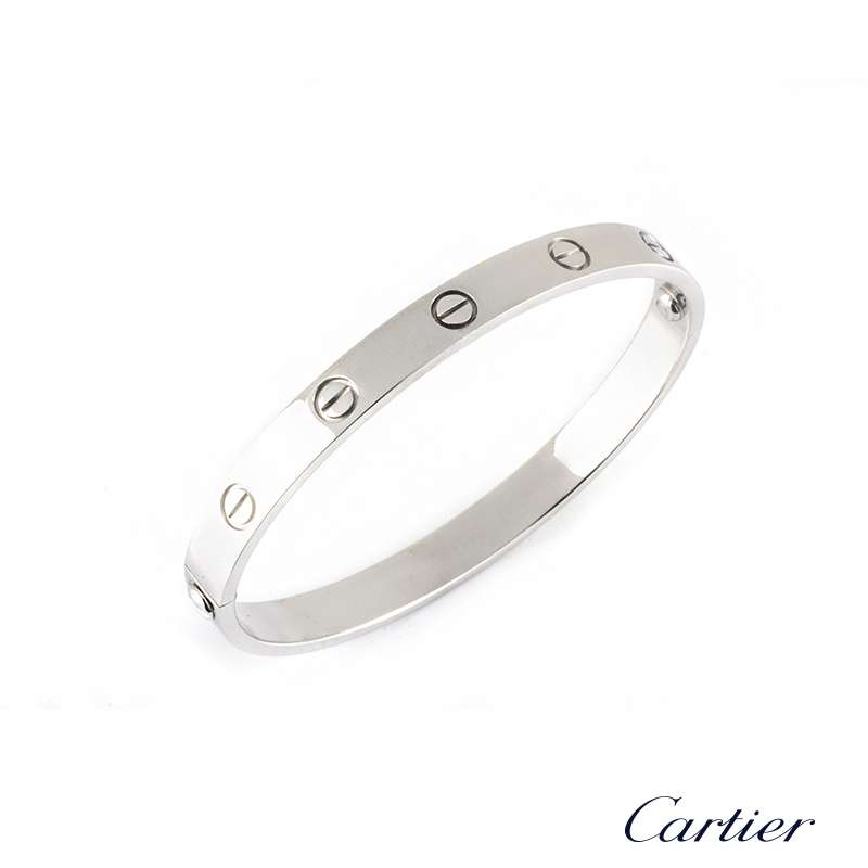 Cartier 18k White Gold Love Bangle Size 