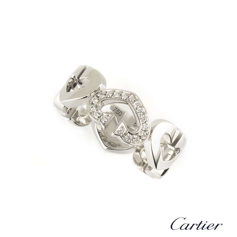 Cartier C de Solitaire 0.30ct Diamond #48 Ladies Ring 750 White Gold No. 8  | eLADY Globazone